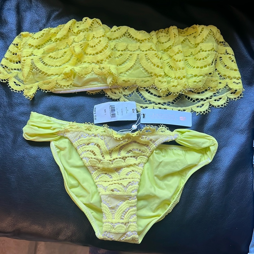 NWT yellow lace bikini